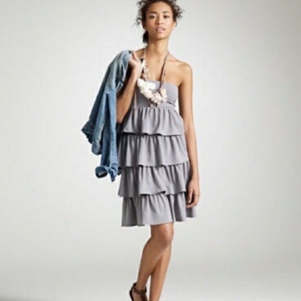 J.Crew Tiered Ruffle Strapless Dress - Picture 2 of 4